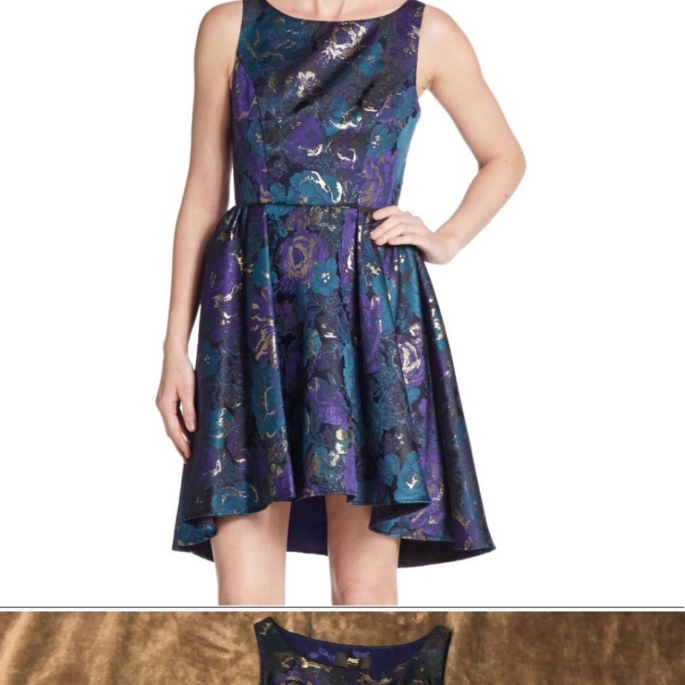 ABS Floral Jacquard high low dress